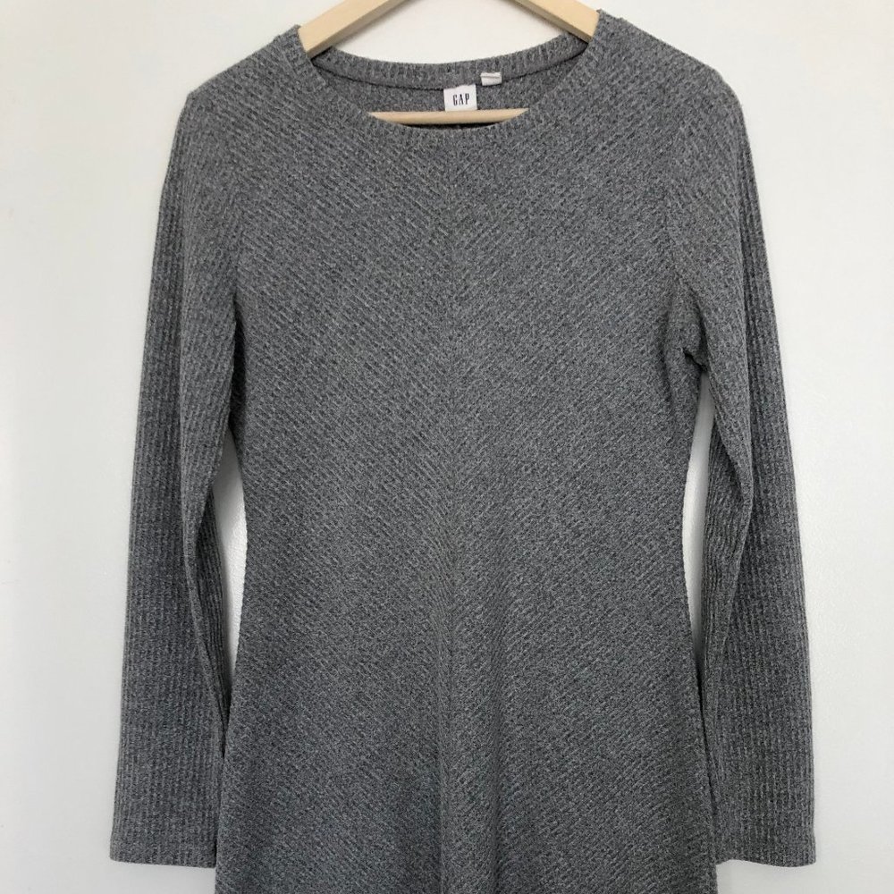 GAP Grey Knit Long Sleeve Swing Sweater Dress
